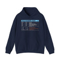 Navy hoodie with a Field Diagnosis Chart for superheat and subcool