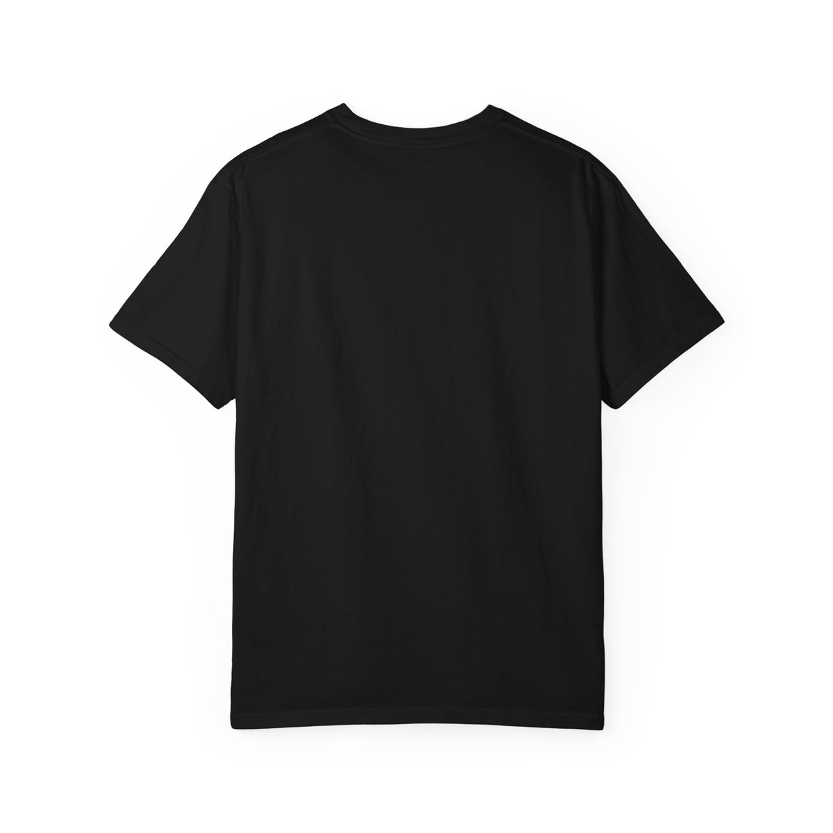 Back of black t-shirt, plain with no print