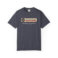 Navy t-shirt with a vintage equipment data plate reading Superheat Supply Co., Refrigeration Heating Humor